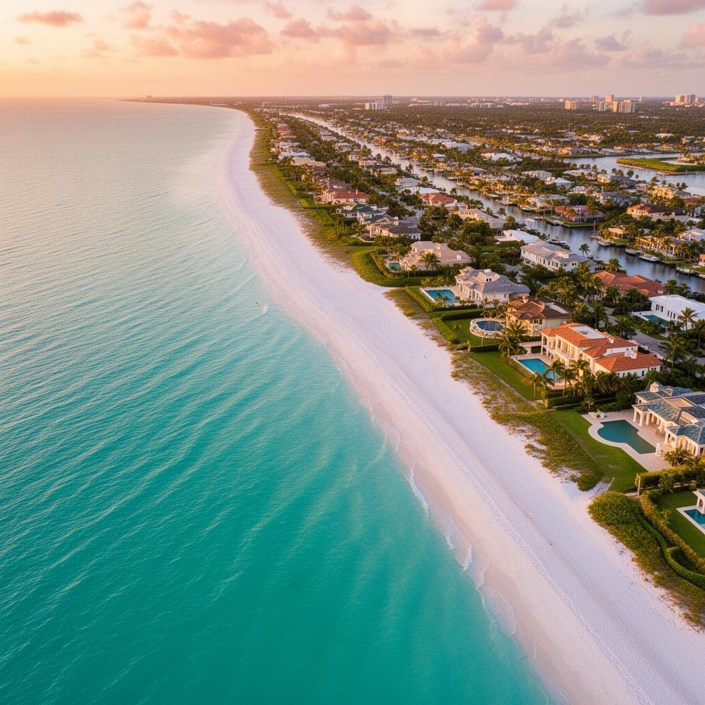 Naples Florida coastline aerial view